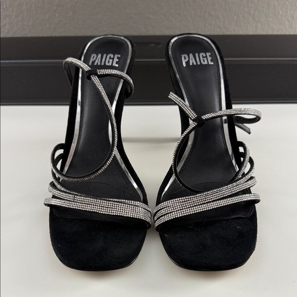 PAIGE Black and Silver Strappy Heels - Picture 1 of 4